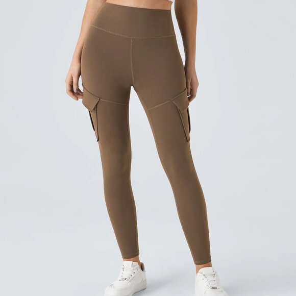 HALARA Pants - Halara High Waisted Cargo Pocket Skinny Yoga Leggings in Sepia (7/8 length) L